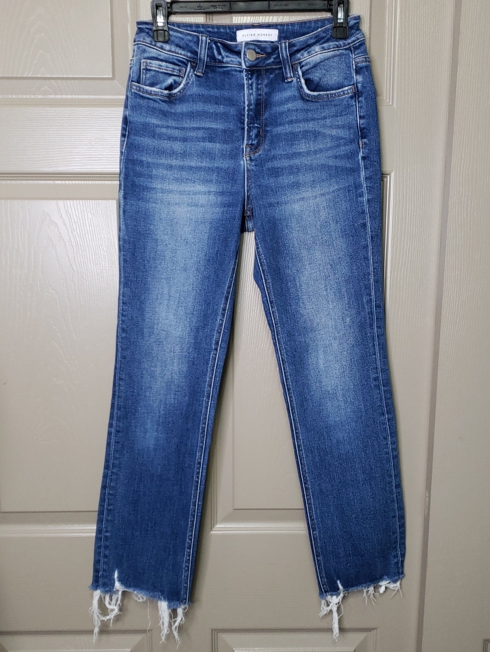 Flying Monkey Medium Blue Raw Hem Straight Jeans Size 27